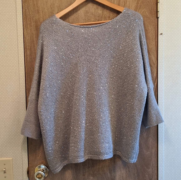 Forever 21 Large Gray Knit Top with Silver Sequins - Picture 3 of 7